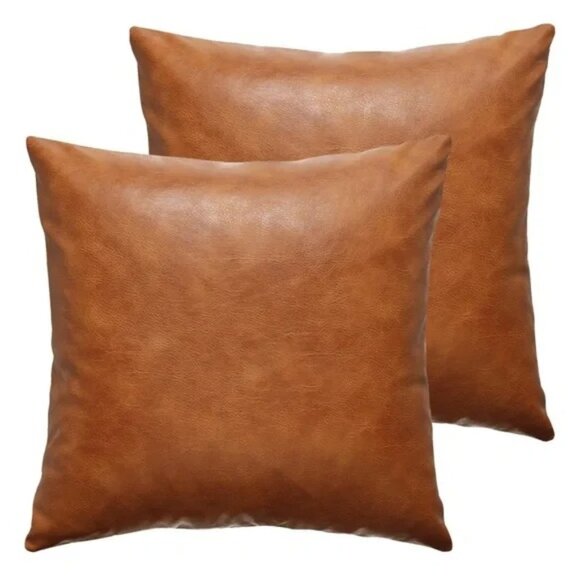 MODERN Vegan Leather Throw Pillow Set - Picture 1 of 4